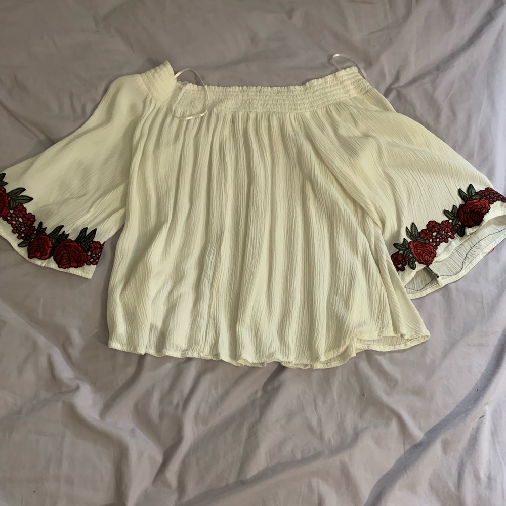 Off The Shoulder Long Sleeve With Roses